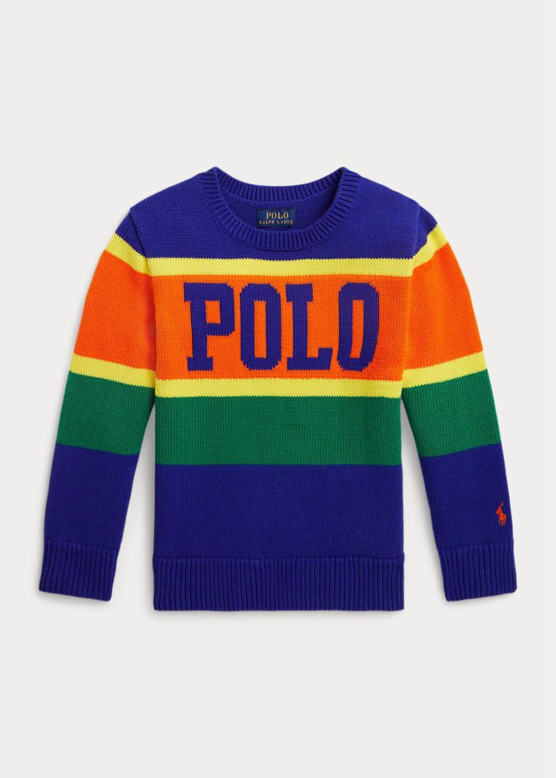 Sueter Ralph Lauren Niño 1.5-6 Años Logo Striped Cotton Jumper Chile Azules FHEWV-0869